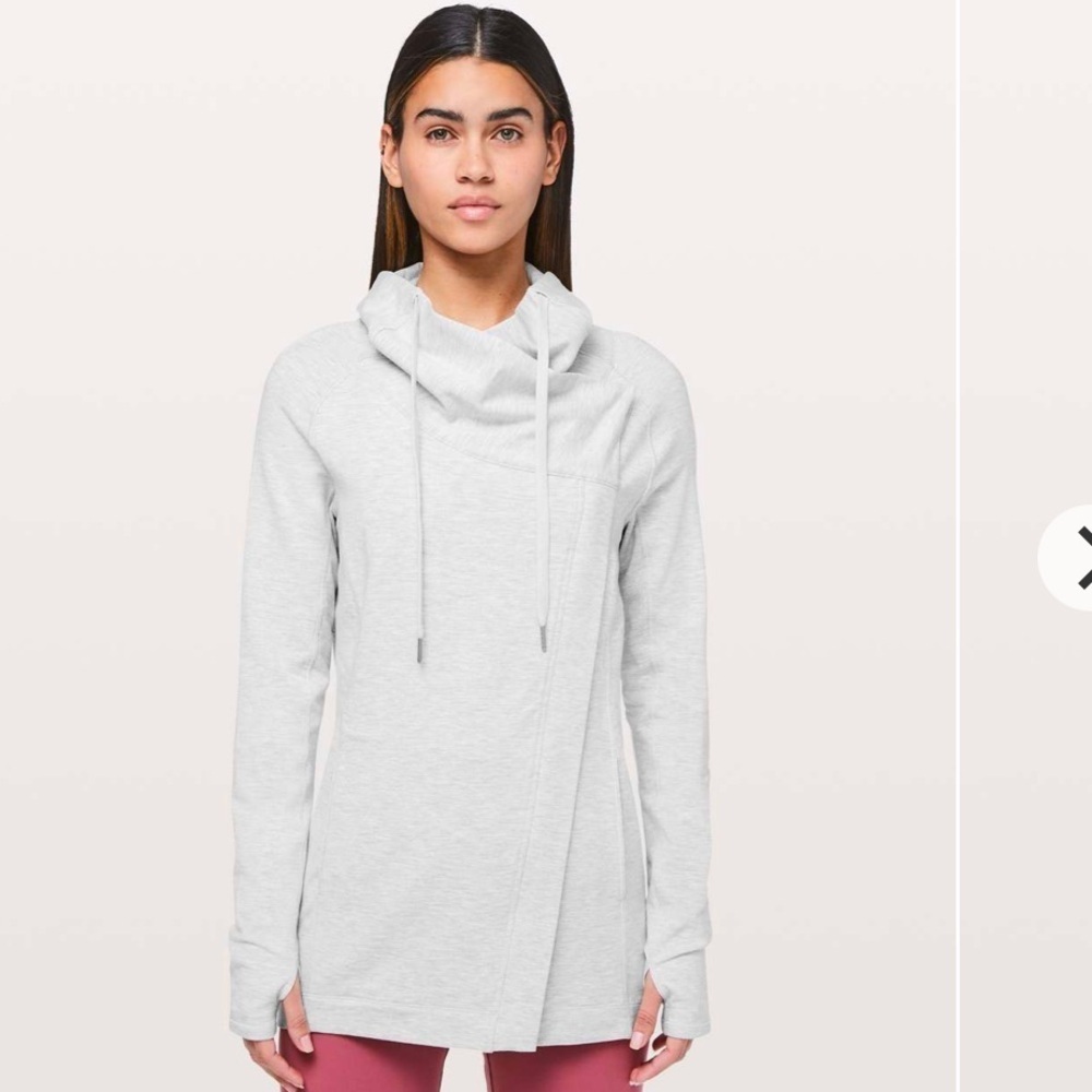 Lululemon coast easy wrap grey zip up cardigan sweatshirt size 4